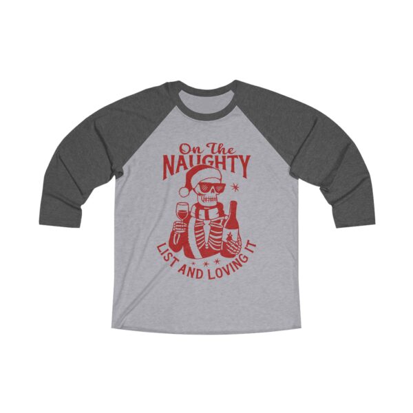 "On The Naughty List and Loving It" Skeleton Wine Tee – Funny Holiday Shirt - Image 3