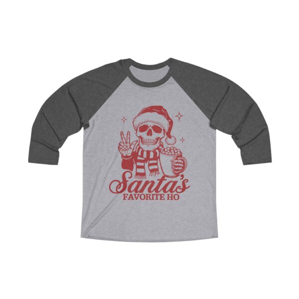 Santa's Favorite Ho Skeleton Holiday Tee – Funny Christmas Shirt with Cocoa & Peace Sign - Image 3