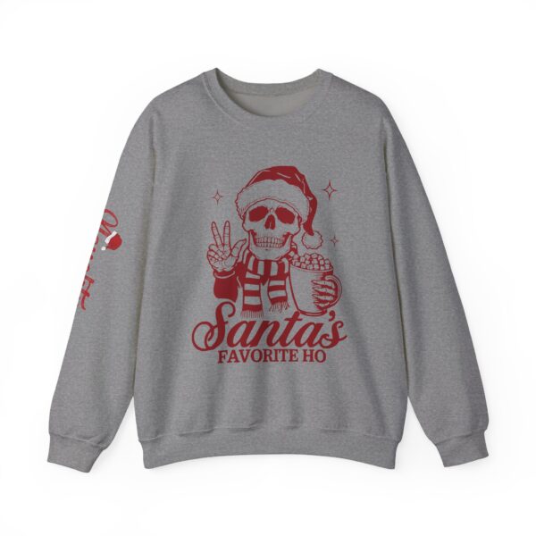 "Santa's Favorite Ho" Naughty Skeleton Christmas Sweatshirt - Image 12