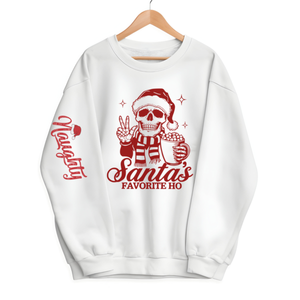 "Santa's Favorite Ho" Naughty Skeleton Christmas Sweatshirt