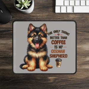 German Shepherd Mouse Pad – The Only Thing Better Than Coffee is My German Shepherd, Fun Desk Accessory for Dog Lovers