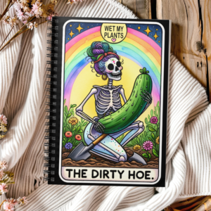 The Dirty Hoe Skeleton Notebook – Garden Skeleton with Cucumber Spiral Journal