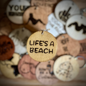 Life's A Beach - Wood Burned Keychain