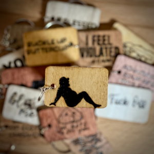 Chunky Mudflap Guy - Wood Burned Keychain