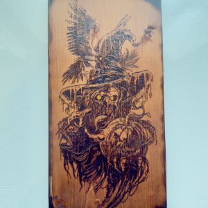 Creepy Witch Wood Sign | Spooky Halloween Decor | Raven & Jack-o’-Lantern