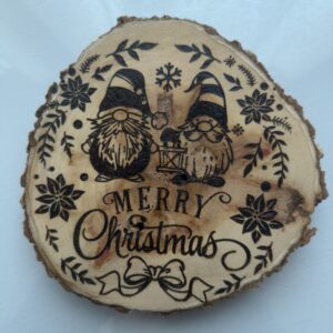 Wood Burned Gnome Sign | Merry Christmas Decor | Live Edge Holiday Plaque